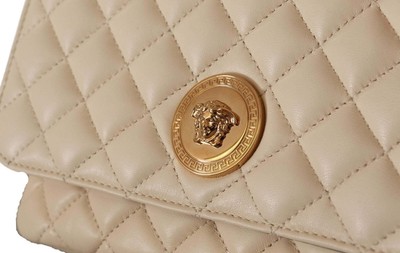 Pre-owned Versace White Nappa Leather Medusa Shoulder Bag