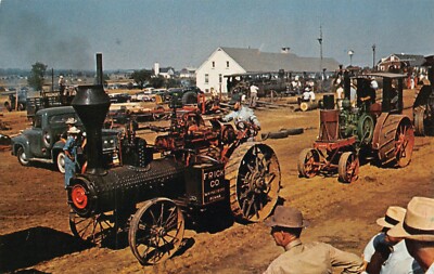 Frick Co Tractor Steam Engine Antique Farming Equipment Parade Vtg Postcard B32