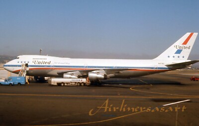 United Airlines Boeing 747-122 N4718U at SFO in 1975 8''x12'' Color Print