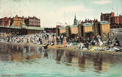 Carte postale Brighton Beach East Sussex Angleterre courue en 1906 postcard