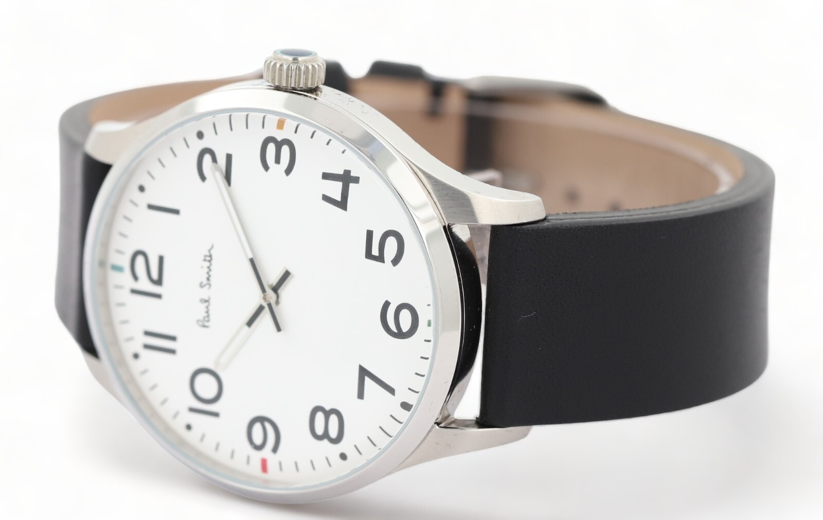 PAUL SMITH 41mm Steel Watch & Leather Strap - White Dial PAUL SMITH 41mm Steel Watch & Leather Strap - White Dial
