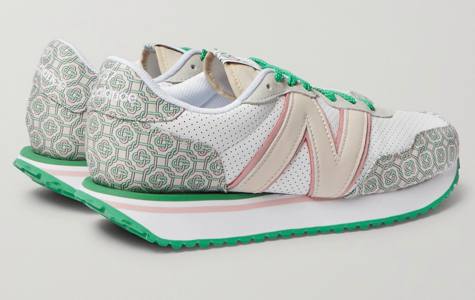 Pre-owned New Balance Balance + Casablanca 237 Suede-trimmed Leather Sneakers Shoes 42.5 In Multicolor