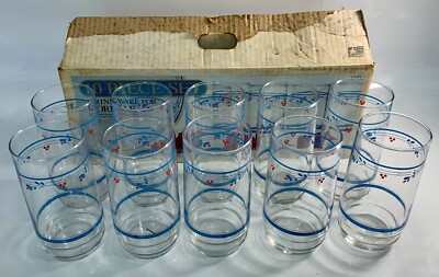 Vintage Corelle Coordinates Country Violets Drinking Glasses 16 oz Set Of 10 NOS