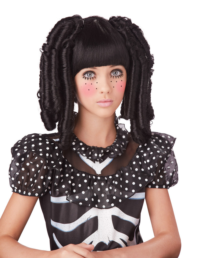 Gothic Dark Baby Doll Curls Child Costume Wig Black Ebay