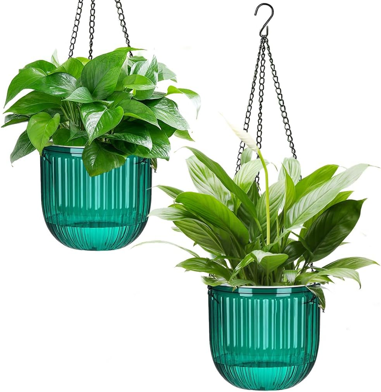 2 Pack Self Watering Hanging Planters 16.5 Cm Indoor Flower Pots