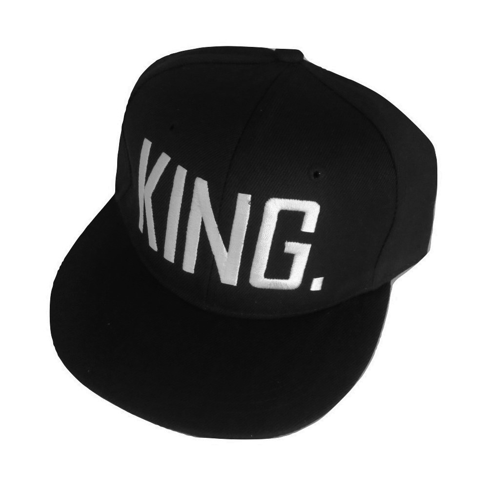 King Royalty 3D Embroidered Adjustable Snapback Baseball Hat Cap White Text