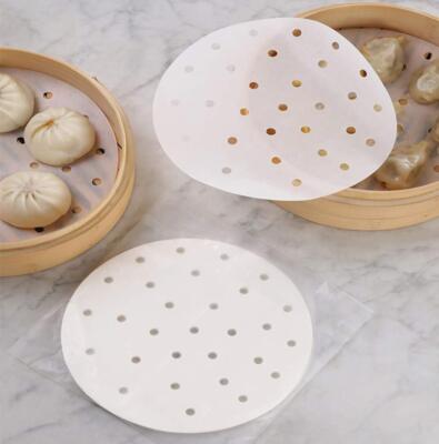 100 Pcs 10 Inch Bamboo Steamer Liner Round Air Fryer Parchment Paper with Holes