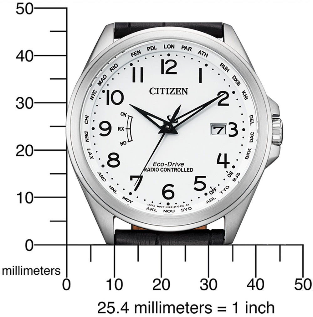Pre-owned Citizen Radio Controlled Sapphire Crystal Cb0250-17a White Dial World Time Watch