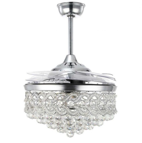 42 Luxury Remote Retractable Ceiling Fan Light Crystal Led