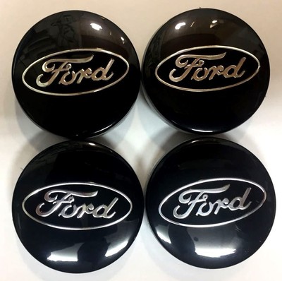 4 BLACK Wheel Center Hubcaps Emblem Rim Hub Cap Cover 54mm for Ford 6M21-1003-AA