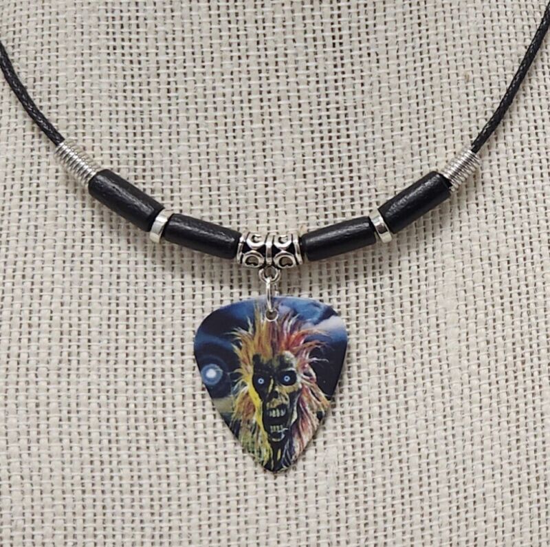Iron Maiden Double Sided Guitar Pick Necklace Eddie 1st Album Cover 