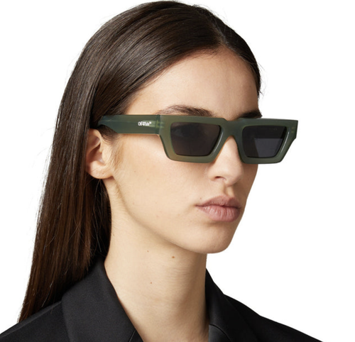 Pre-owned Off-white Oeri129s24pla0015707 Manchester Olive Green Dark Grey Sunglasses In Manchester Olive Green  Dark Grey