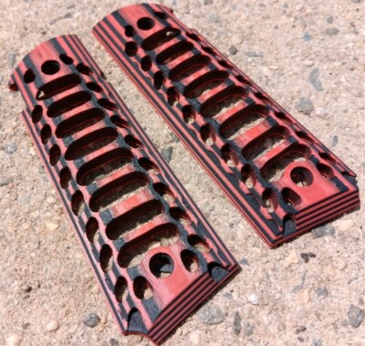 Full Size 1911 Grips Skeleton Fancy Laminate Style Grip Colt Kimber Red Tiger