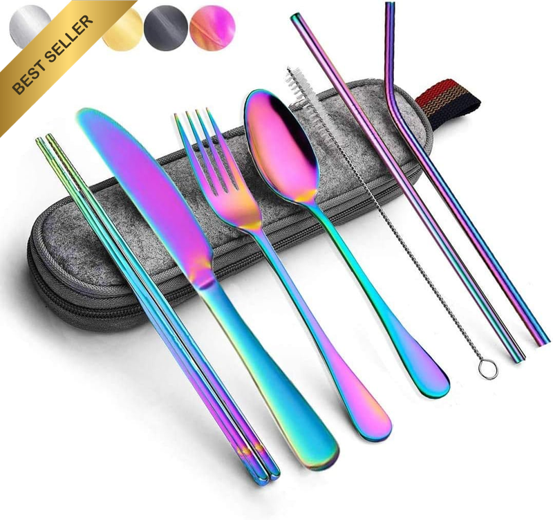 Portable Utensils Silverware Flatware Set 8-Piece Cutlery Set Including Knife Fo