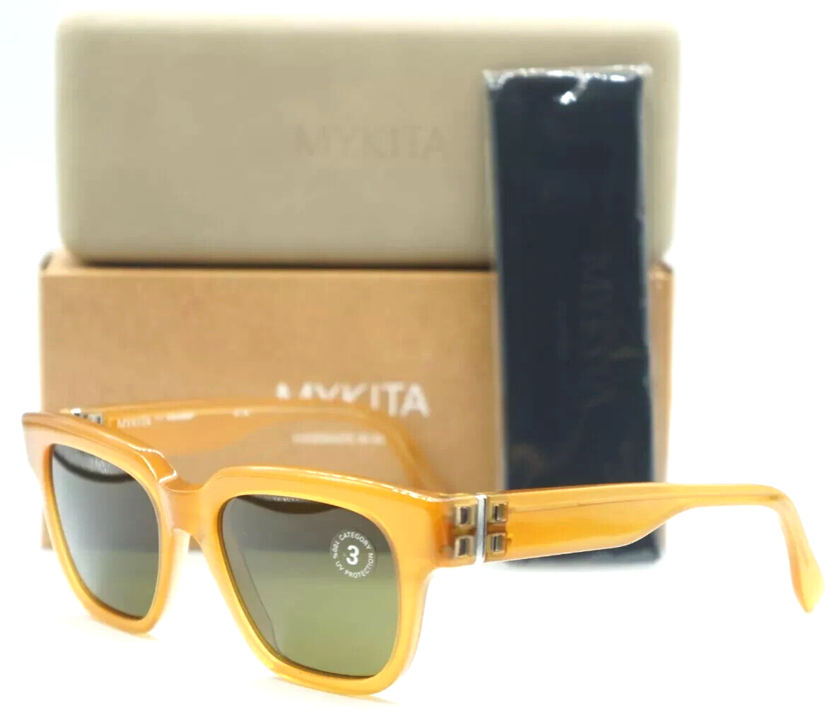 Pre-owned Mykita No.2 Sun Guillermo Col702 Amber/zess Fern Lens Authentic Sunglasses 51-18 In Zeiss Fern (green)