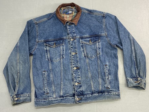 Vtg Dunbrook Upstream Mens Jean Jacket Sz XL Button Front