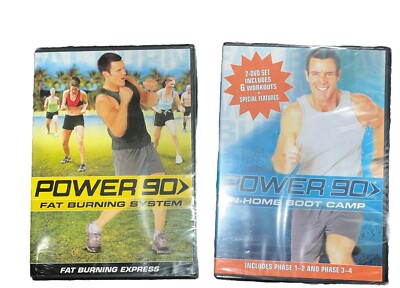 Tony Horton Power 90 In-Home Boot Camp Phase 1,2,3,4 + Fat Burning System DVD 