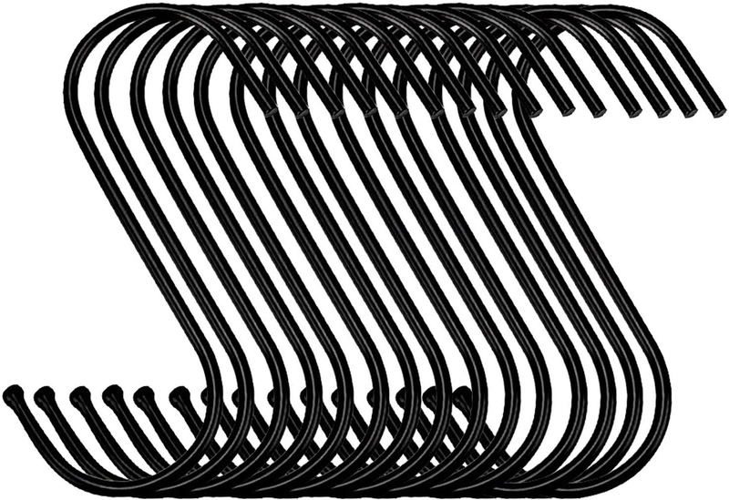 30 Pack Black S Hooks Steel Hanging Hooks Heavy Duty S Hanger Hook Metal Kitchen