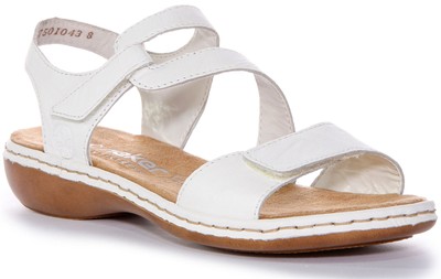 Rieker 659C7-80 Hook And Loop Strap Fasten Womens Sandal White US 5 - 11