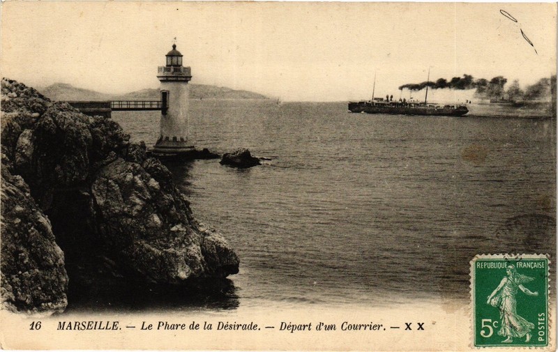 Cpa Marseille-Le Phare De La Desirade-Depard D'Un Courrier (185871)