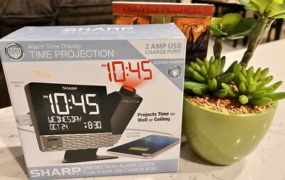 SHARP Projection Alarm Clock (NEW) w/ 2 Amp USB Charge Port 