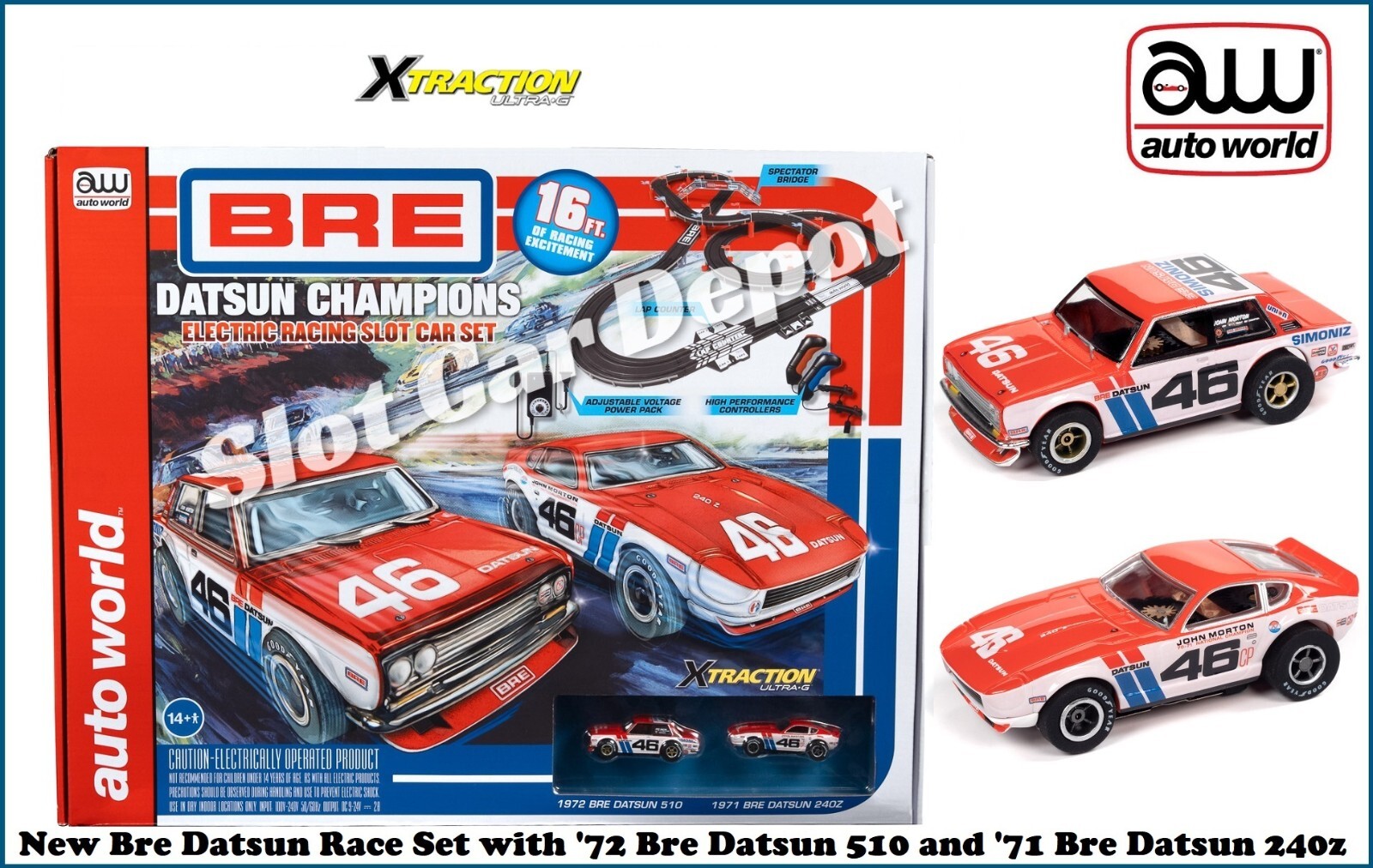 Auto World Bre Datsun Champion 16' Race Set 240Z and 510 Auto World Bre Datsun Champion 16' Race Set 240Z and 510