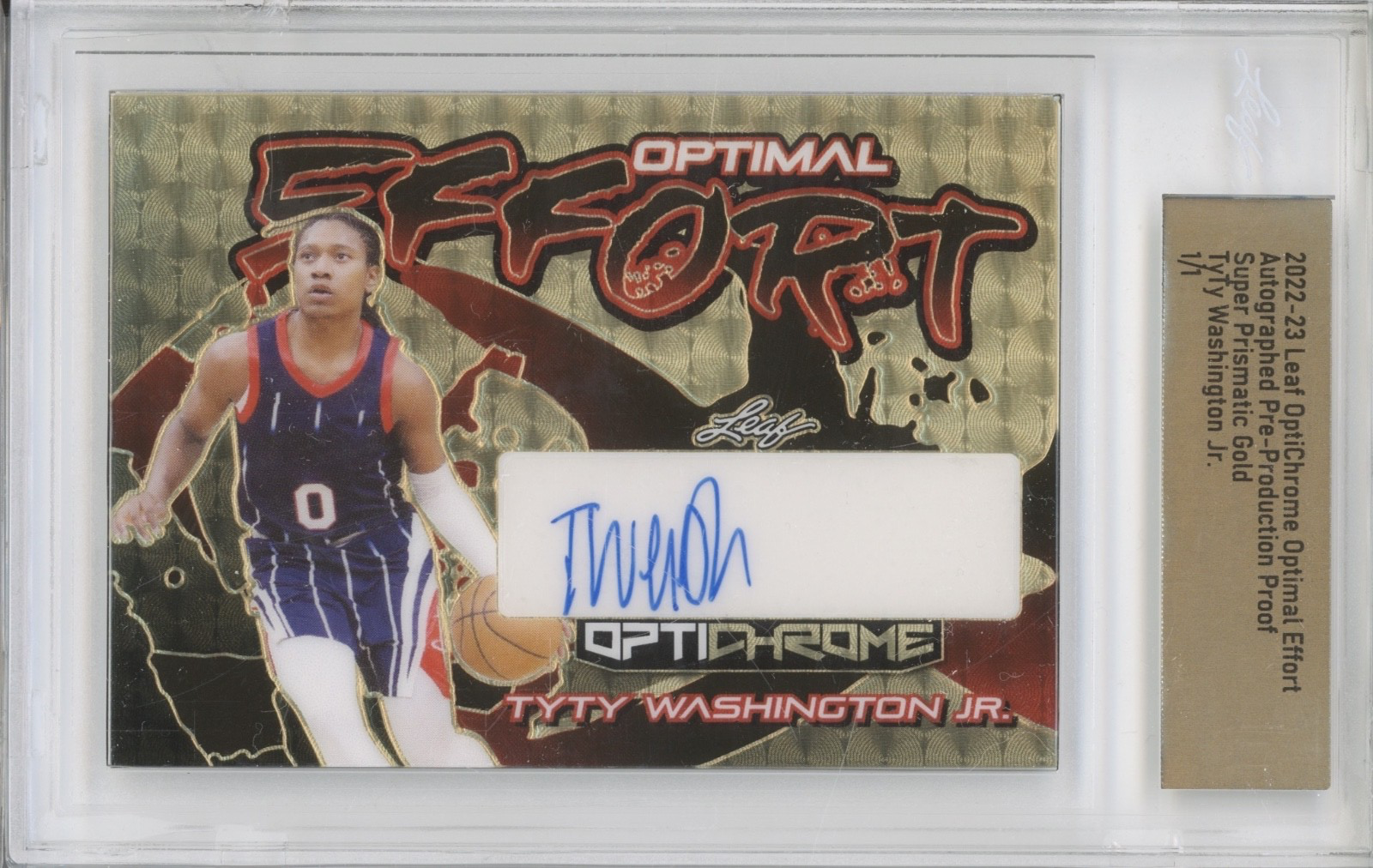 2022 Leaf OptiChrome Super Prismatic Proof TyTy Washington Jr. 1/1 Auto RC