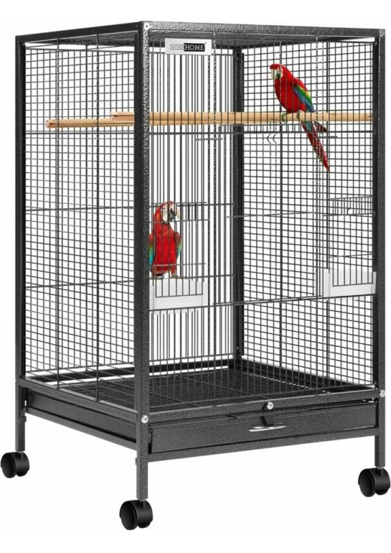 Damaged Box. 30 Inch Height Wrought Iron Bird Cage  Rolling Stand for Parrots