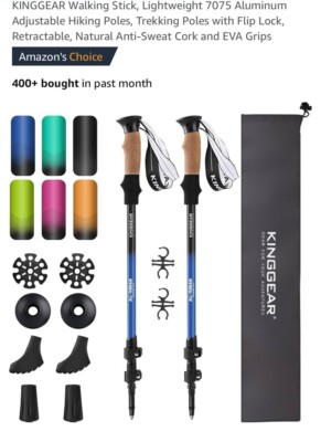 2 Pack Aluminum Quick Lock Trekking Poles 53 in Adjustable Hiking Walking Sticks