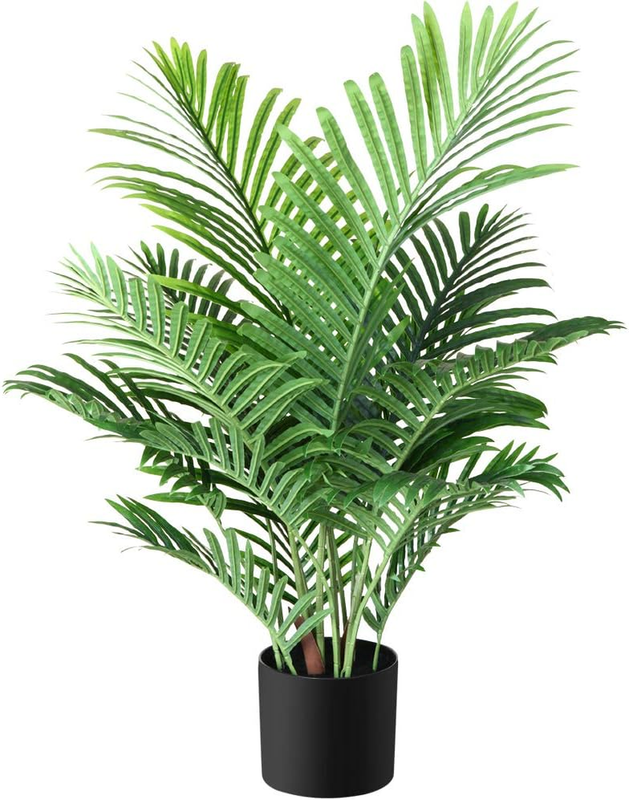 Fake Majesty Palm Plant 3 Feet Artificial Majestic Palm Faux Ravenea Rivularis in Pot for Indoor Outdoor Home Office Store, Great Housewarming Gift