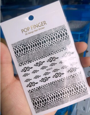 Laser Snakeskin Snake 3D Self-Adhesive Nail Stickers 7 Colors