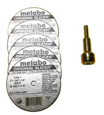 1/4''  ARBOR ADAPTER DIE GRINDER CUT OFF BLADE W/ [5] 1/4'' WHEEL FITS 3/8''
