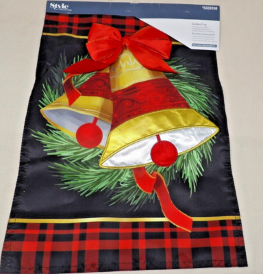 NWT Style Selections Holiday Bells Christmas Garden Flag 12.5" x 18"