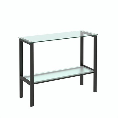 Tempered Glass Console Table 2 Layers Rectangular Porch Table