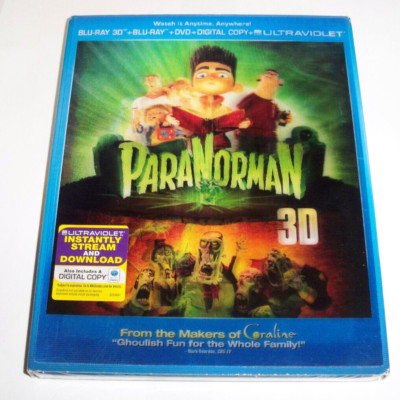 ParaNorman 3D (Blu-ray 3D+2D/DVD, 2012) with Lenticular Slipcover * NEW SEALED