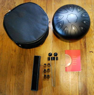 10  Steel Tongue Drum W/ Carrying Bag, Mallets 11 Notes For Yoga, Meditation