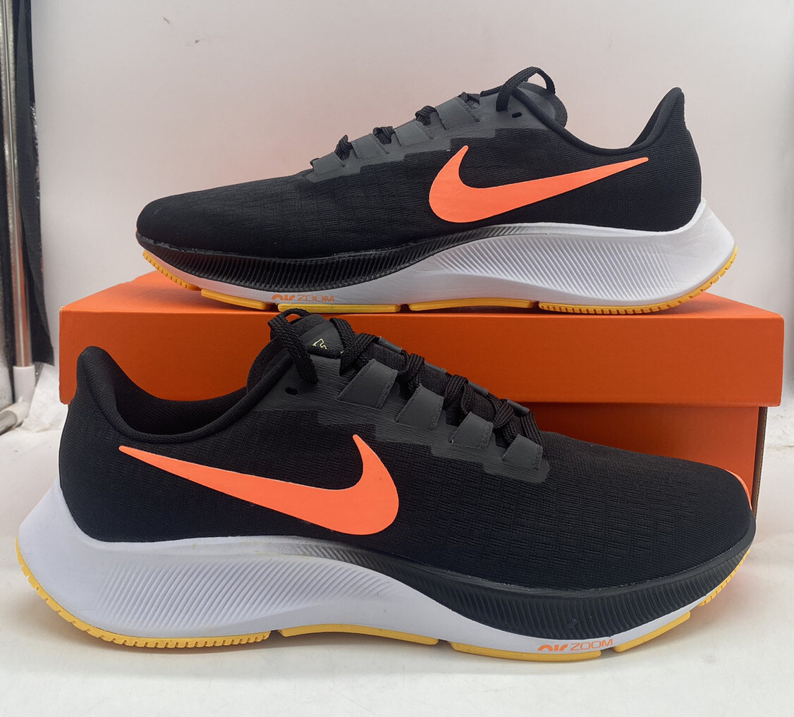 

Мужские кроссовки Nike Air Zoom Pegasus 37 Black Bright Mango Orange BQ9646-010, Черный, Nike Air Zoom Pegasus