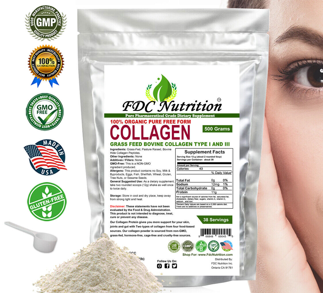 Premium Bovine Collagen Peptides Powder Hydrolyzed Anti-Aging Protein 1 LB