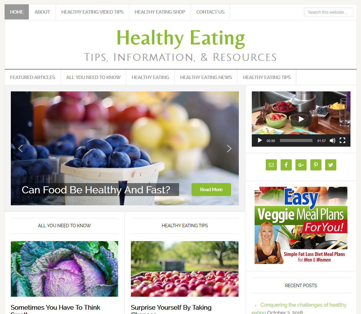 [NEW DESIGN] * HEALTHY EATING * affiliate website business for sale AUTO CONTENT