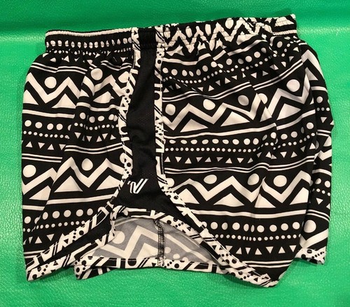 VARSITY SPIRIT Small S White Black Print Shorts Lined Running Cheer Tumbling