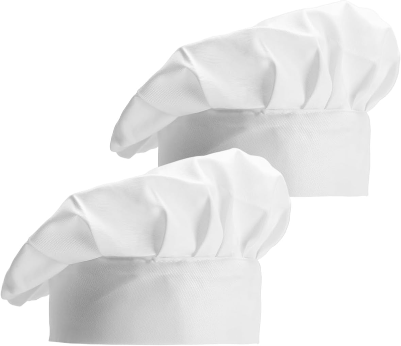 White Chef Hats, 2 PCS Unisex Cooking Cap for Home, Restaurant, Kitchen (25 X 58