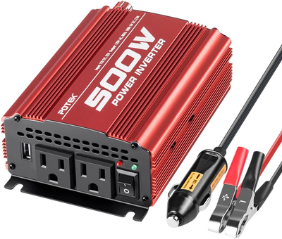 POTEK 500W Car Power Inverter DC 12V to AC 110V with 2AC out