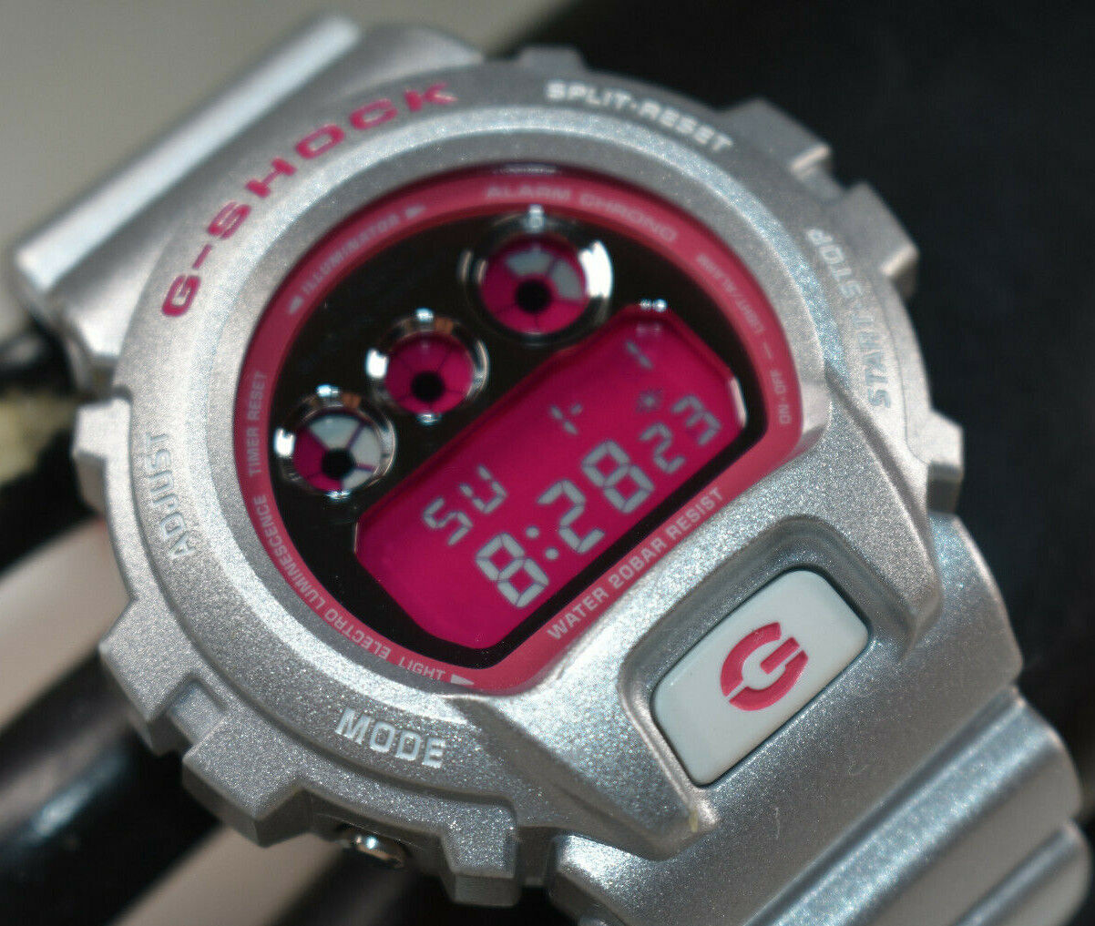 Casio G Shock DW-6900CB-8 Silver Strap Pink/Silver Men's Casio G Shock DW-6900CB-8 Silver Strap Pink/Silver Men's