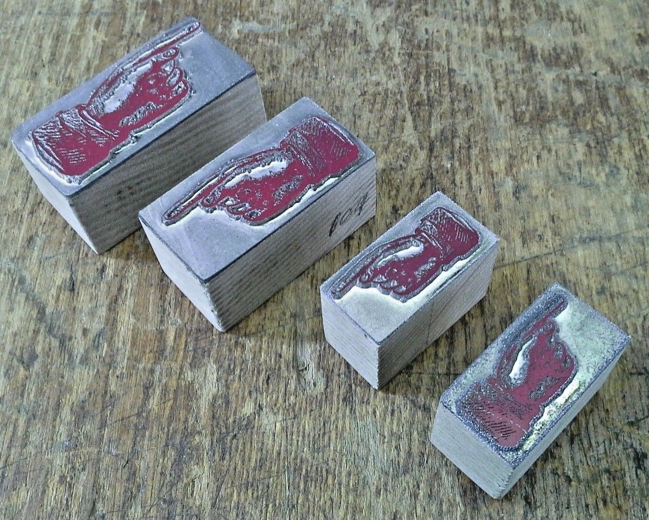 Pointing Finger (4 ea) Letterpress Kelsey Printing Press Plates Shadowbox C&P