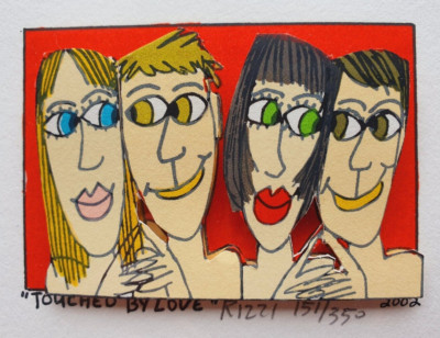James Rizzi 3D Handsigniert Mini TOUCHED BY LOVE Liebe aus 2002 PoP ART