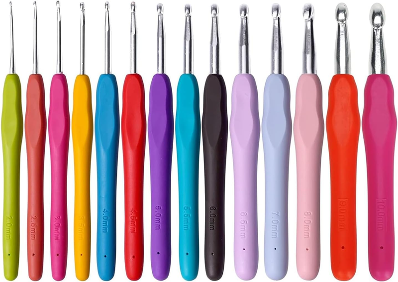 Crochet Hooks Set, 14 Pcs Crochet Kits for Beginners Adults, Ergonomic Soft Grip