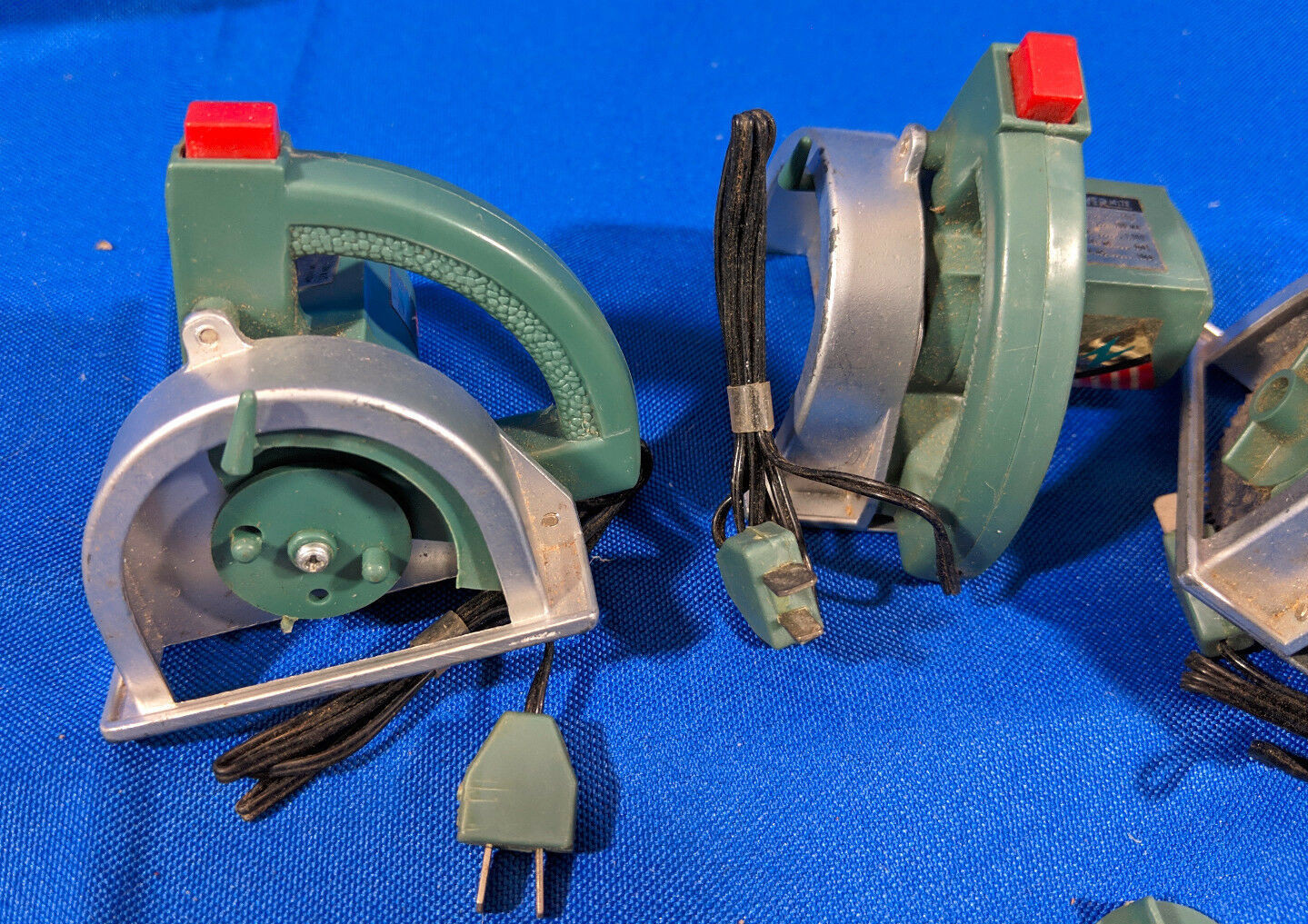 Lot 4 Powermite Circular Saws 1969 Ideal Toy Tools Electric Blades Set