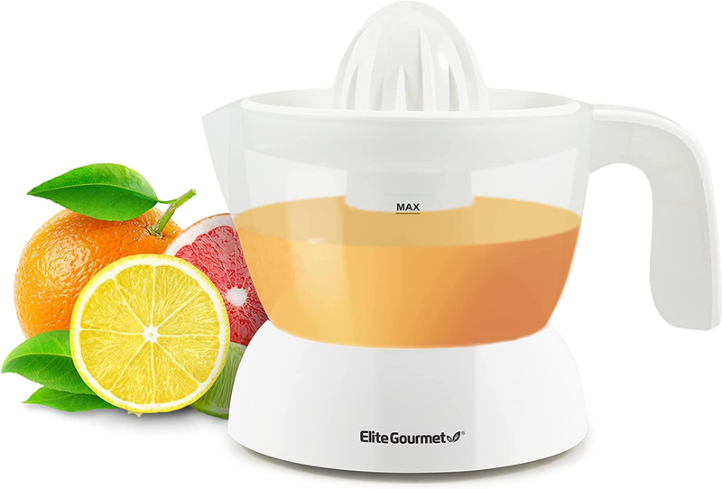 Electric Citrus Juicer Extractor Pulp Control Orange Easy Pour Spout 16 Oz White