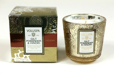 Voluspa Gilt Pomander & Hinoki Bougie Parfumee Coconut Wax Blend Candle 2.5 oz
