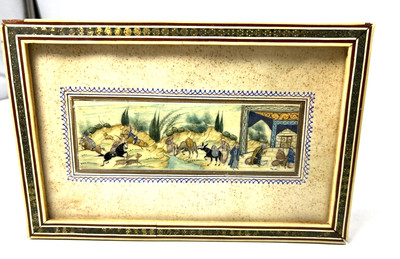 Vintage Mid East Camel Bone Miniature Picture
